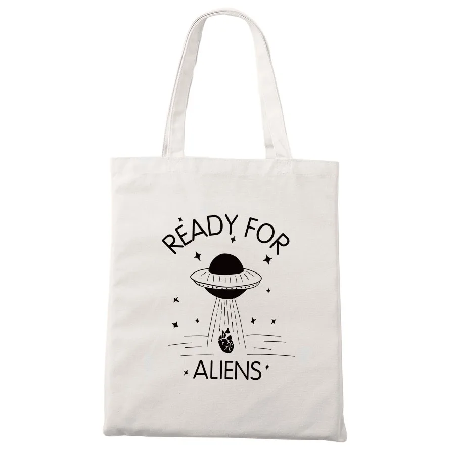 Alien хозяйственная сумка штормовая зона 51 UFO Evolution Don't Believe Human virtues дизайн мультфильм белые школьные дорожные сумки - Цвет: White3