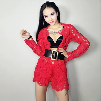 

Sexy Lace Dance Costume For Singers Women Nightclub Rave Clothes Dj Pole Dance Performance Clothing Ds Gogo Dancing Wear DC2002