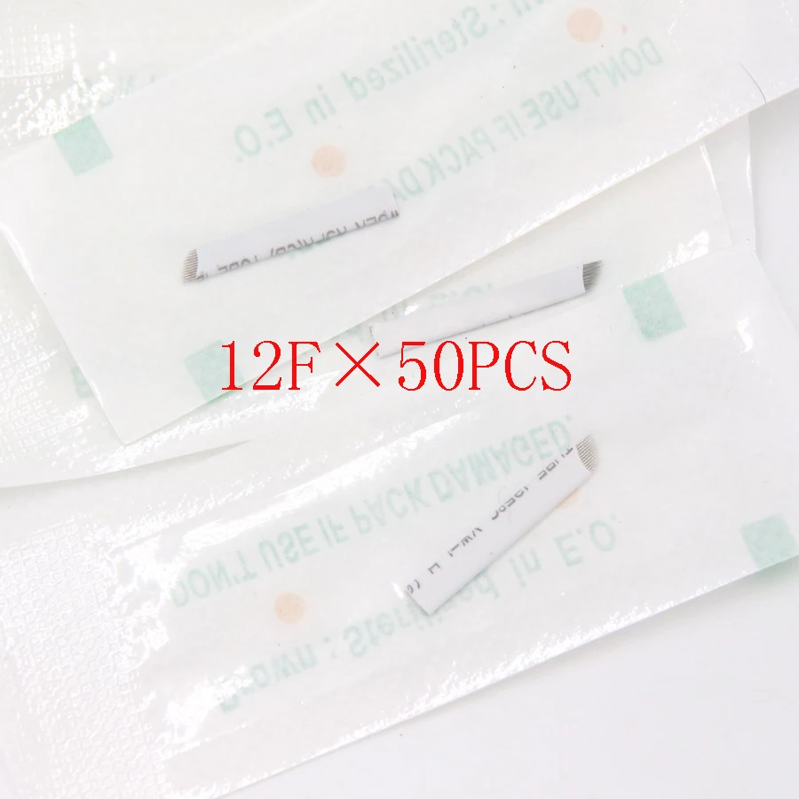 

50pcs/lot Microblading 12 flex Professional Permanent Makeup Blade Eyebrow Tattoo Blade 12 Needles for Manual Tattoo Pen