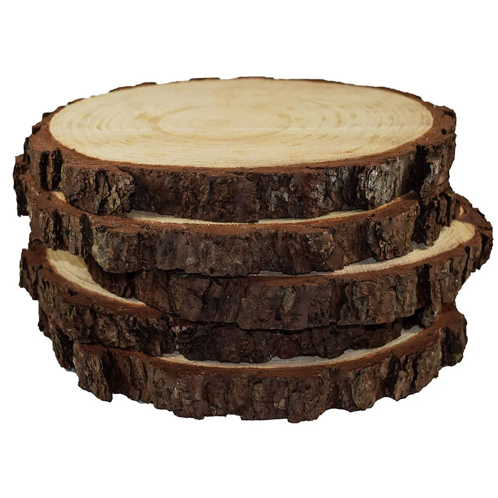 

1pcs Unfinished Natural Round Wood Slices Circles With Tree Bark Log Discs For DIY Crafts Wedding Party Painting Decoration