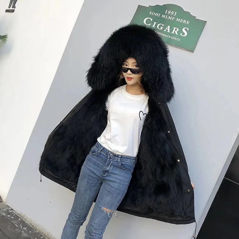 

women real racoon dog fur coat