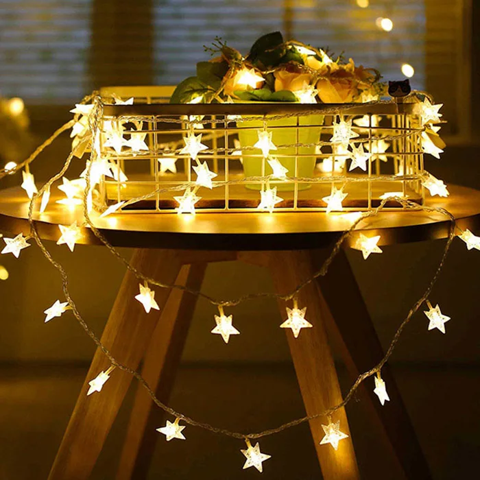 Светодиодный гирлянда, Звездные гирлянды, праздничная вечеринка, Рождество, свадьба, Декор, батарея, Звездные сказочные огни, подвесные украшения - Цвет: 3m-warm white