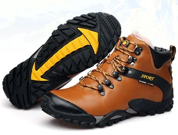 

Enuine Leather Men's Hiking Shoes Winter Snow Boots Zapatos Outdoor Waterproof Athletic Camping Trekking Sneakers Zapatillas