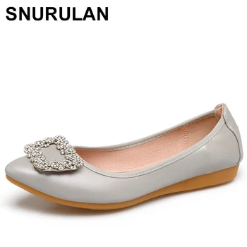 

SNURULAN 2018 Spring Women Fashion Crystal Flats Black Rhinestone Pointed Toe Ballerina Flat Plus Size Ladies Boat ShoesE308