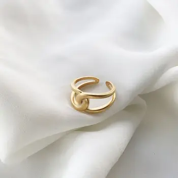 

Silvology 925 Sterling Silver Matte Gold Weave Rings Elegant Minimalist Korea Japan Style Rings for Women Workplace Jewelry Gift