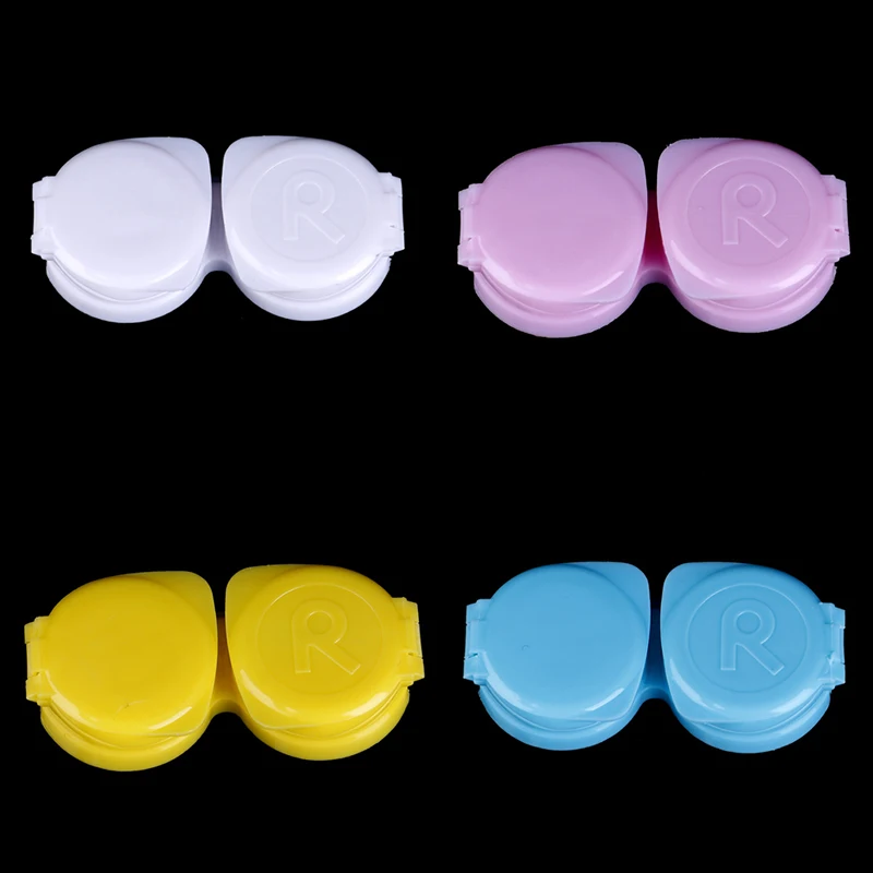 1 шт., карамельный цвет, двойная коробка для контактных линз, чехол для контактных линз, дорожный набор, держатель, контейнер, контактные линзы, пинцет