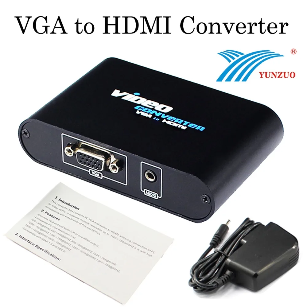 

VGA+Audio 3.5mm to HDMI Converter RCA AV Composite Adapter Converter with 3.5mm Audio VGA+Audio to HDMI PC HDTV Converter Box