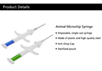 

1pcs/lot 134.2KHz ISO FDX-B Animal Dogs 2.12*12mm Pet Microchips Transponder Syringe animal Id Implantable Syringe injector
