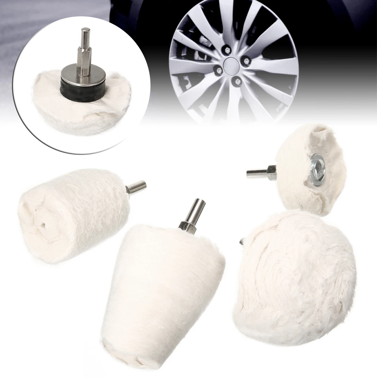 

4pcs Cotton Cloth Polishing Buffer Cone Cylinder Pads Car Auto Polishing Wheel Attachment Polishing Buffing Tool Kits