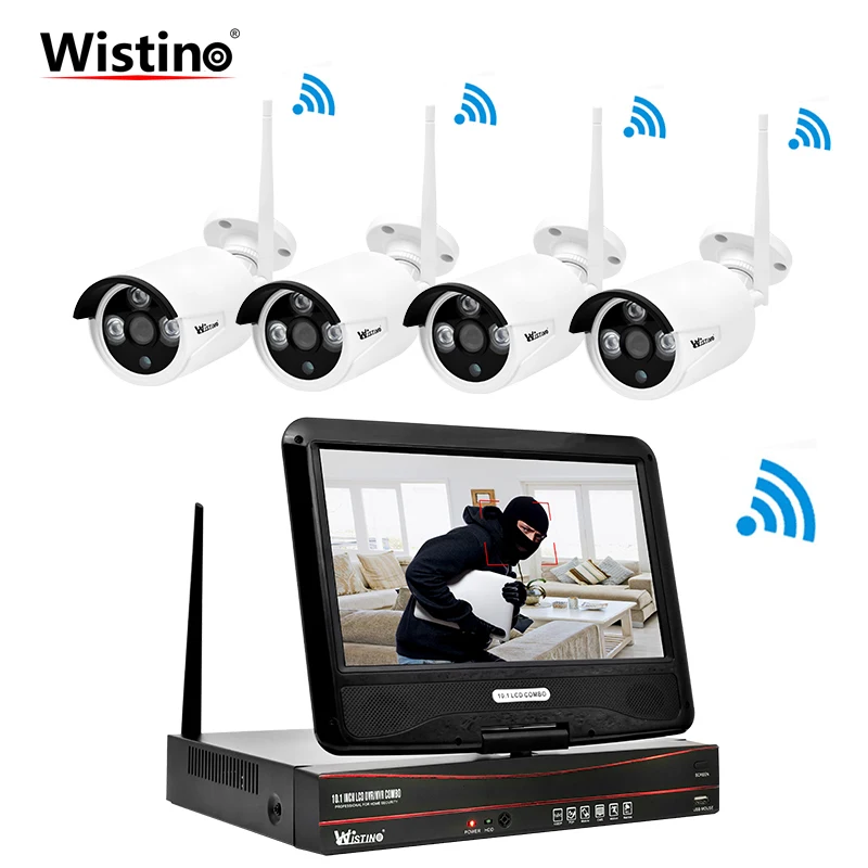 

Wistino Security WIFI Kit HD 960P NVR CCTV Camera System IP Cameras Outdoor Surveillance Video Monitor Wireless LCD Screen P2P