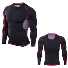 Беговая футболка Для мужчин Спорт Фитнес сжатия топы Gym рубашка мужской футболки Training с длинными рукавами рубашки Wokrwear