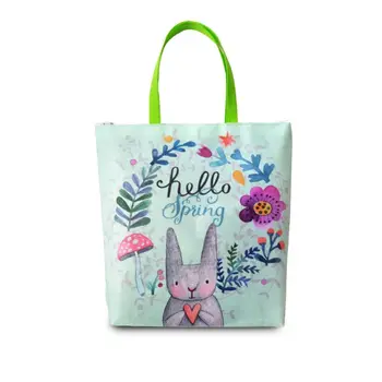 

Casual Foldable Cartoon Non-Woven Gift Bag Rabbit Heavy Duty Grocery Tote Bag Shopping Book Bags