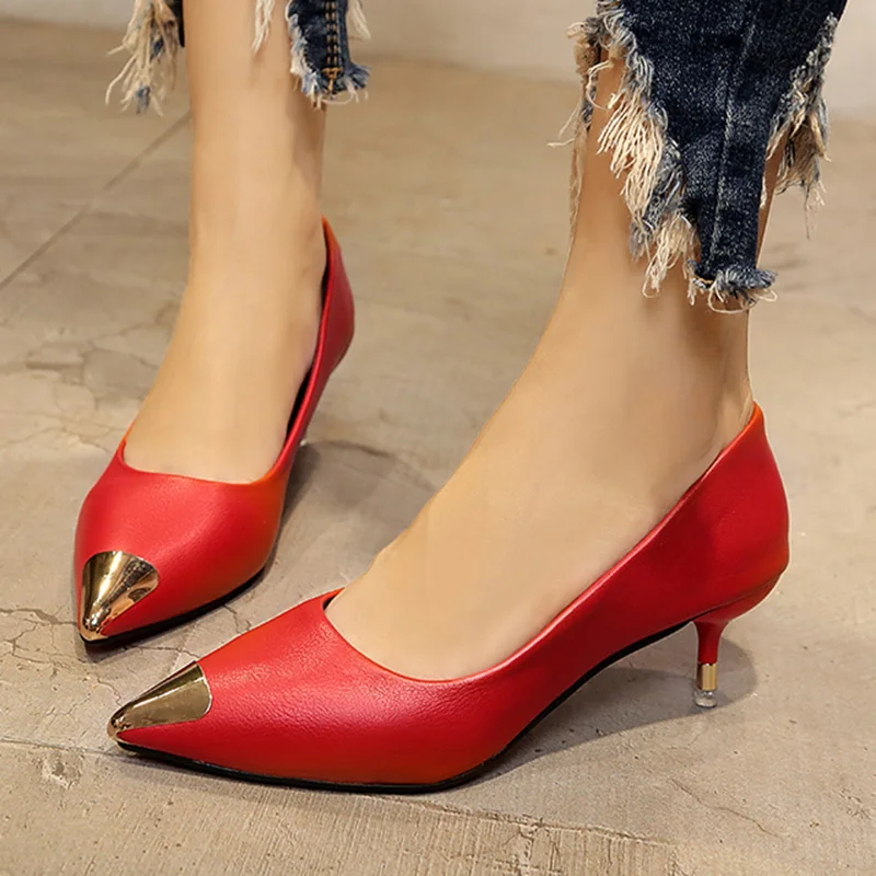

Spring Autumn Women high Heels Shoes Pointed Toe Metal Dress Shoes For Woman Shoes Gold Heeled Boat Shoes Zapatos Mujer LH688
