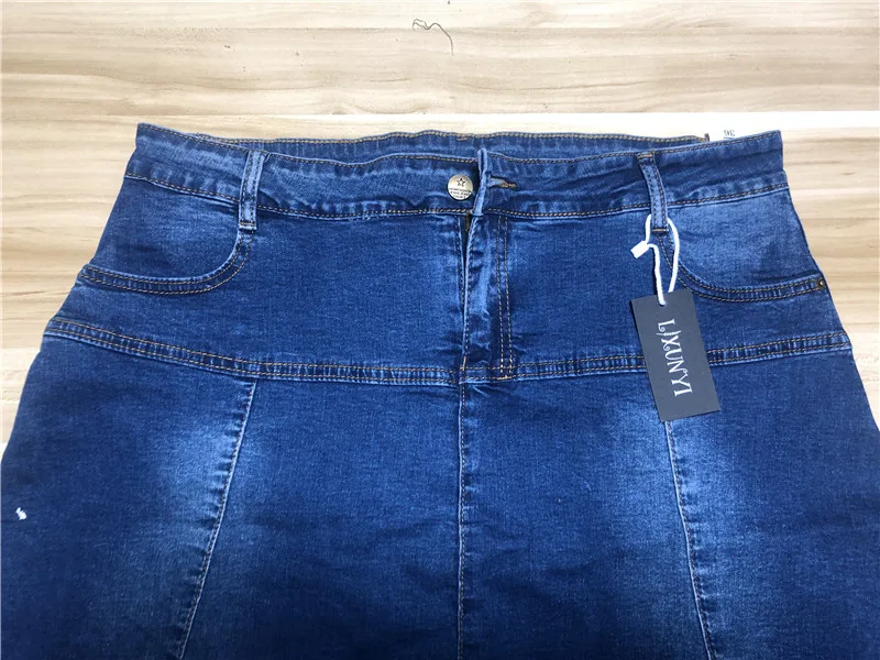 LXUNYI 7XL 8XL женские джинсовые юбки с карманами Летняя джинсовая юбка размера плюс А-силуэт тонкая джинсовая юбка с высокой талией для женщин