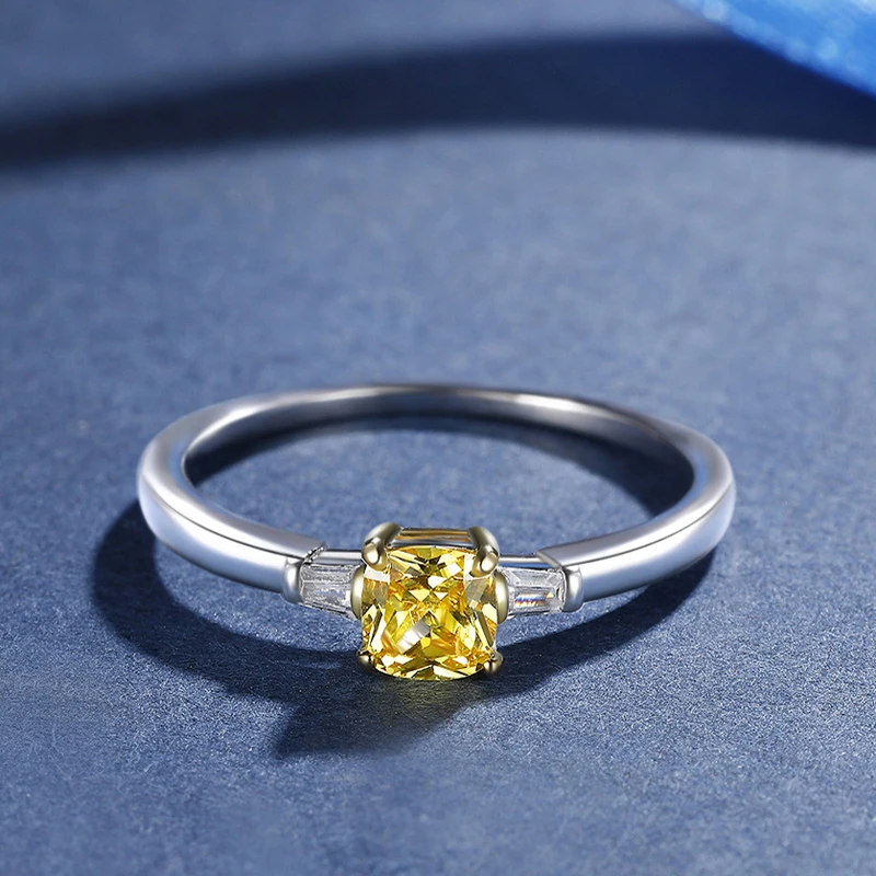Обручальное кольцо Yanleyu Chic Princess Cut 5 мм с желтым кубическим цирконием 100%