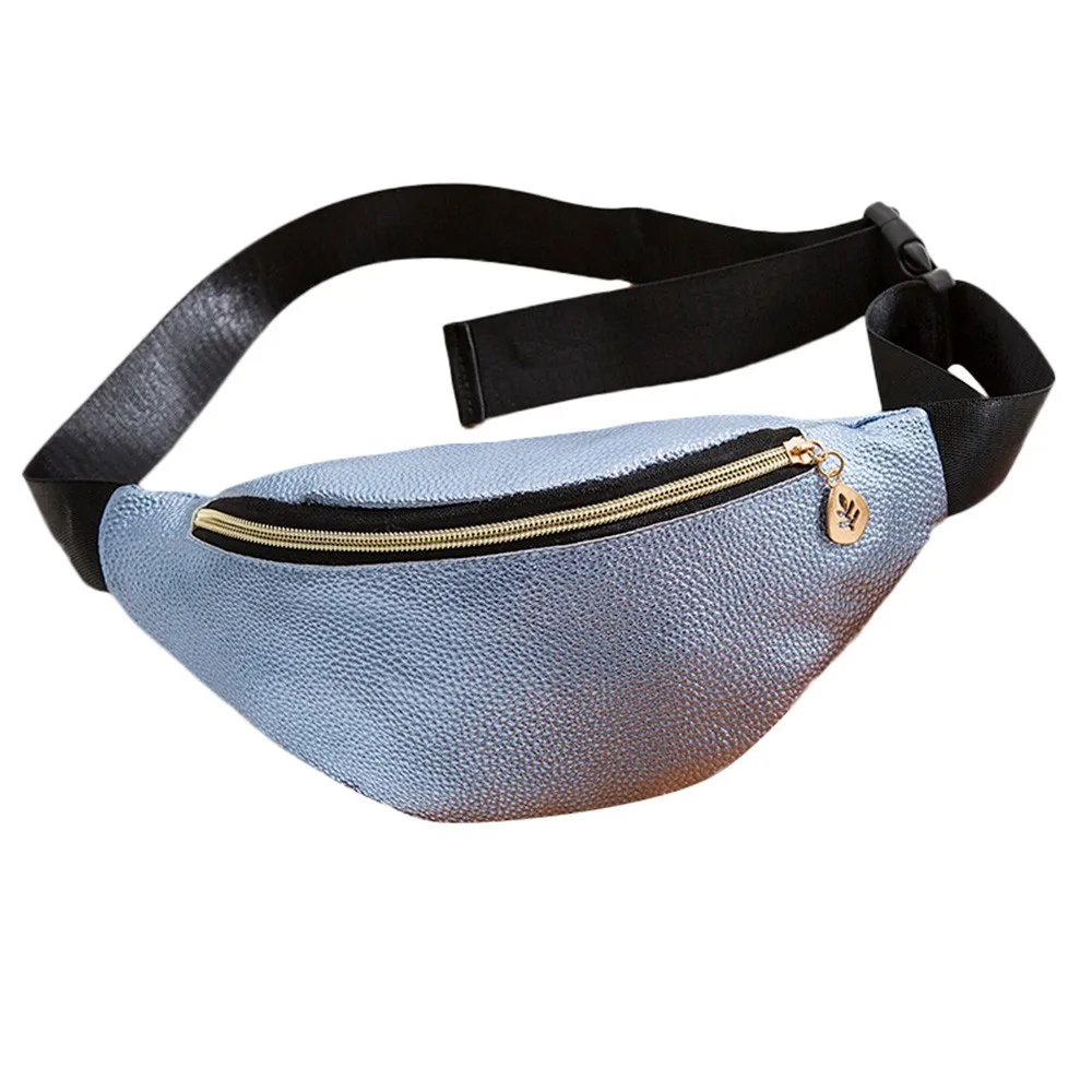 Модная Мужская и Женская поясная сумка унисекс, однотонная сумка из искусственной кожи, повседневная спортивная сумка, нагрудная посылка, сумка через плечо - Цвет: Blue