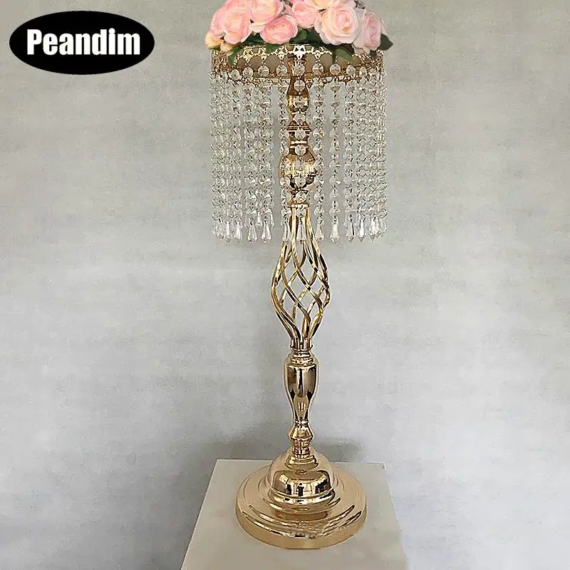 

PEANDIM 70cm Tall Wedding Decoration Table Centerpieces Home/ Party/ Anniversary Decor Cysrtal Candelabra Road Lead