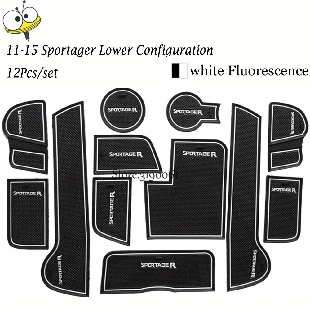 Аксессуары для левого привода резиновая Автомобильная светящаяся дверная накладка противоскользящая подстаканник коврик подушка для KIA Sportager Sportage R 2011