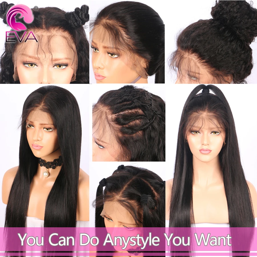 Straight Full Lace Human Hair Wigs With Baby Hair Pre Plucked Hairline Lace Wigs Bleached Knots EVA Hair Brazilian Remy Hair