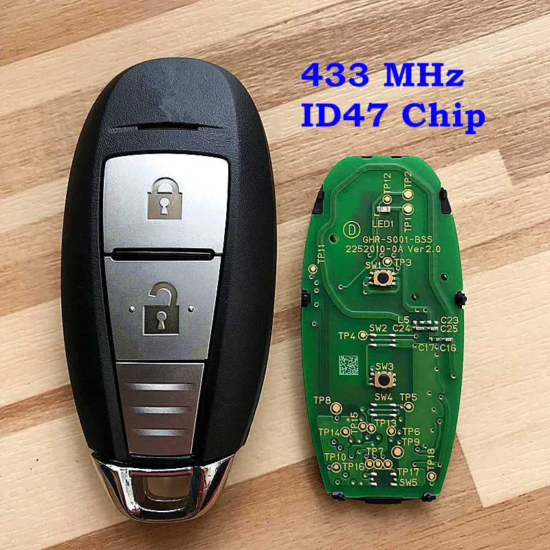 Remote Car Key Smart Card Key Fob 315MHz 433MHz with ID47 Chip Uncut HU87R Blade Fit For Suzuki Swift SX4 Vitara 2 Buttons