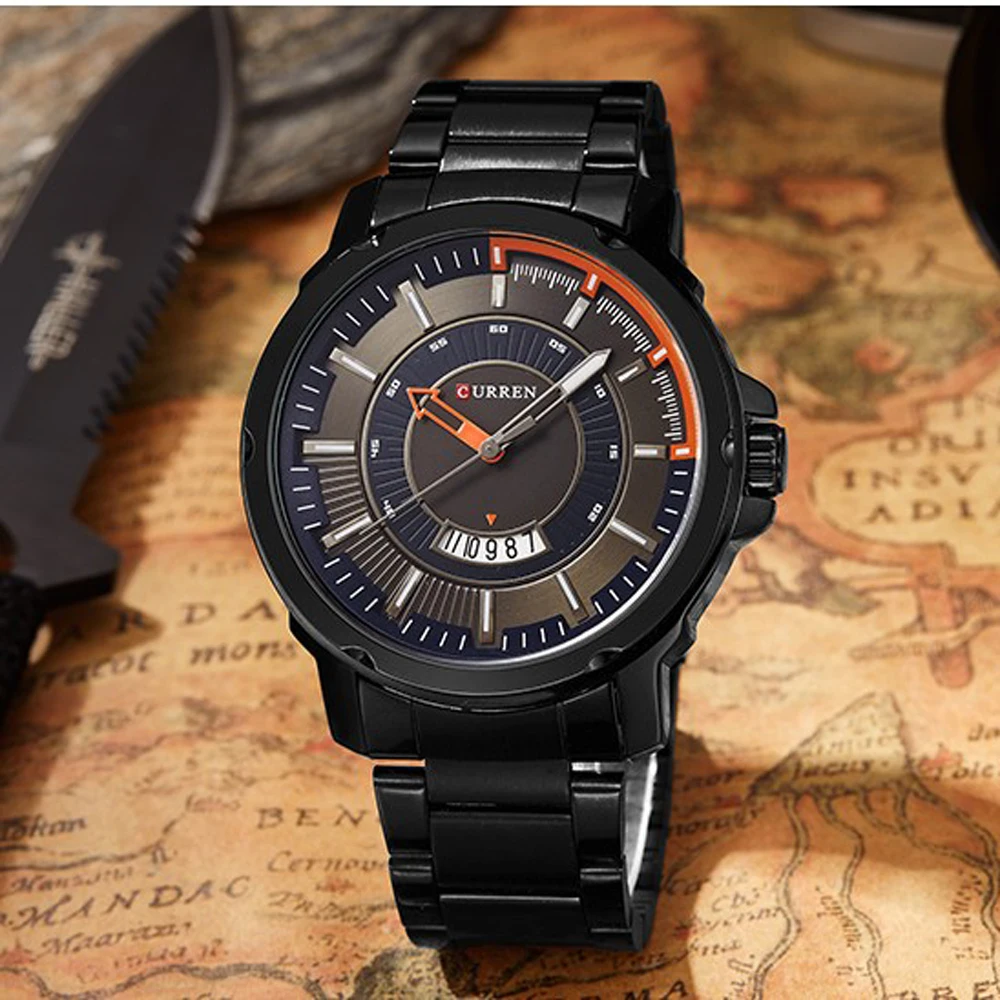 

CURREN Hot Fashion Stainless Steel Strap Watches Mens Analog Quartz Wrist Watch 30M Waterproof Casual Gentlemen's Watch Relojes