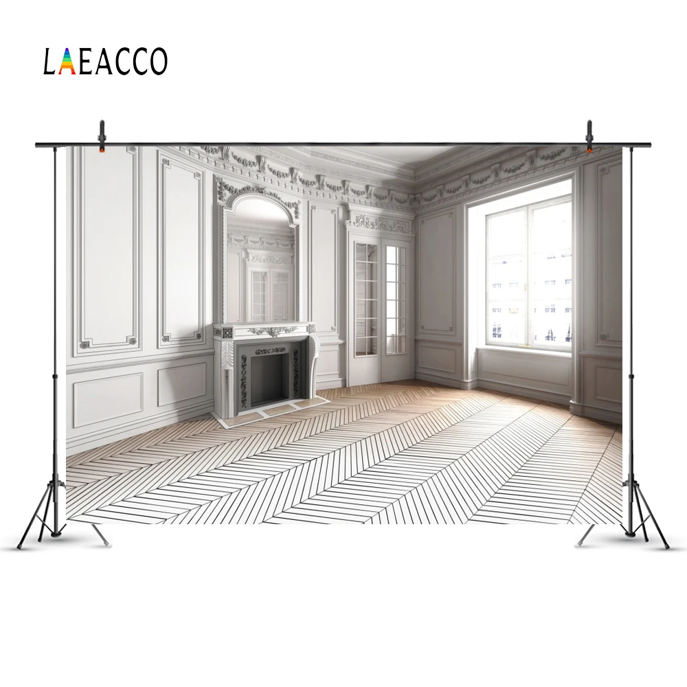 Laeacco House Interior Fireplace Window Photography Backgrounds Digital Customized Photographic Backdrops For Photo Studio