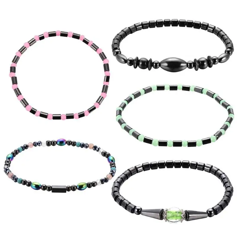 1Pc Weight Loss Round Black Stone Magnetic Therapy Anklet Health Care Magnetic Hematite Stretch Anklet For Men Women Jewelry 3 1Pc Weight Loss Round Black Stone Magnetic Therapy Anklet Health Care Magnetic Hematite Stretch Anklet For Men Women Jewelry 3