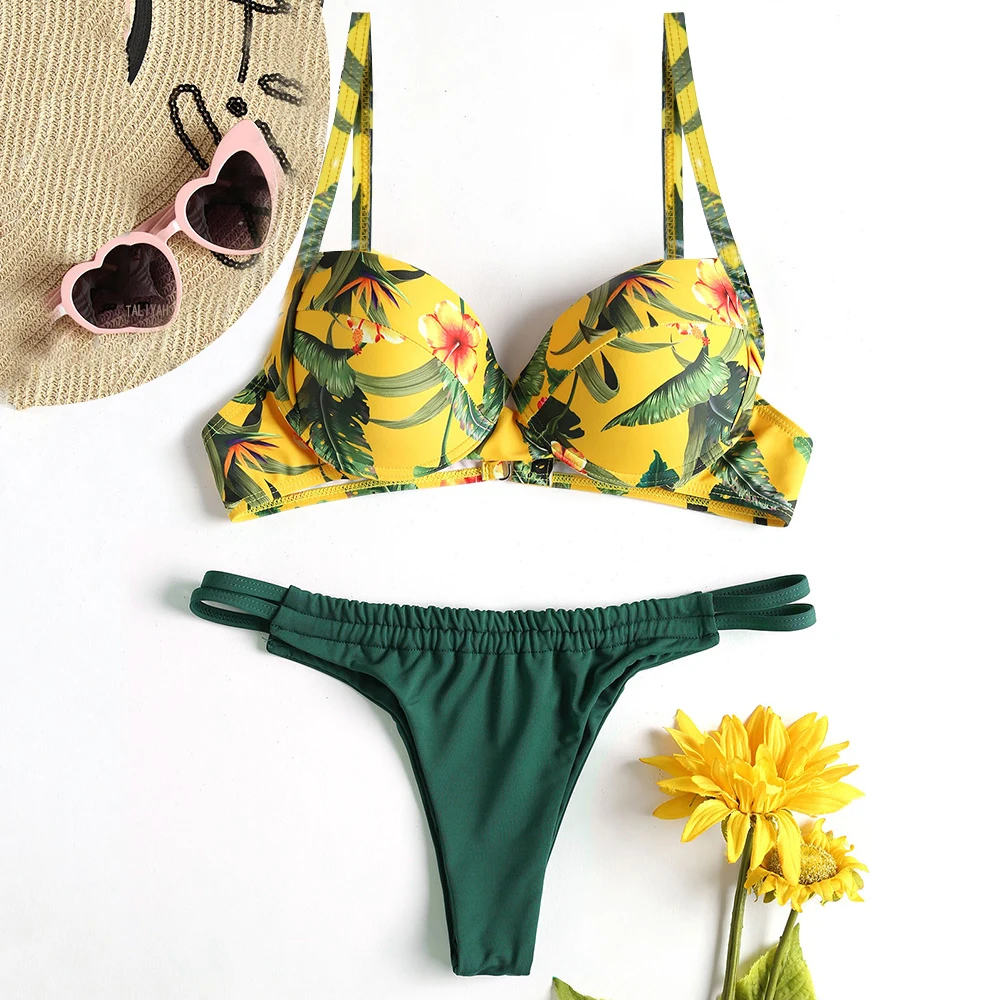 

Girl Mini Bikini Set Women Sexy Micro Bikinis Deep V Top Thong Bottom Summer Print Swimsuit Push Up Beachwear Swimwear G String