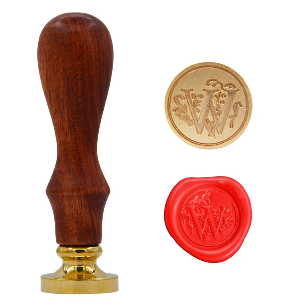 Vintage Style Wooden Handle 26 letter A Z Alphabet Initial Wax Classic