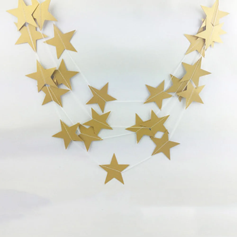 

New 4M Paper Garlands Birthday Wedding Mariage Party Room Door Festival Star Decoration Gold Blue