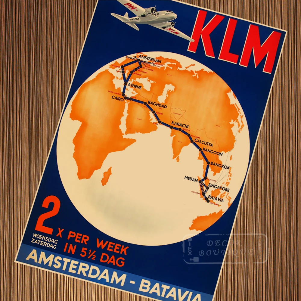 KLM авиакомпания в Южно Морской Мир пейзаж путешествие старинный ретро постер из