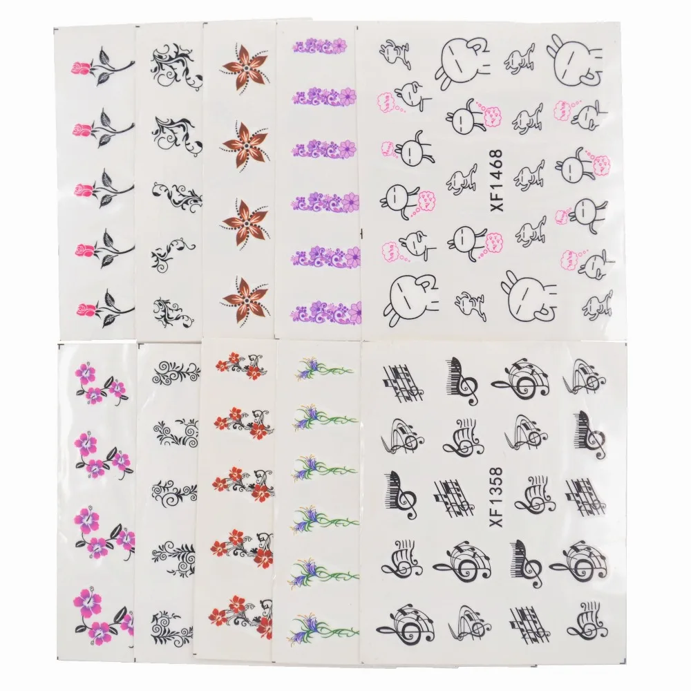 50 صفائح مختلط أنماط مائية زهرة القط الخ ملصقات مسمار الفن نقل المياه نصائح الشارات الجمال المؤقتة الوشم أدوات