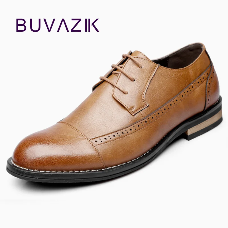

BUVAZIK Formal Shoes Men Round Toe Office Shoes Men Rubber Mens Casual Lace Up Shoes Lace-Up Zapatos De Hombre De Vestir Formal