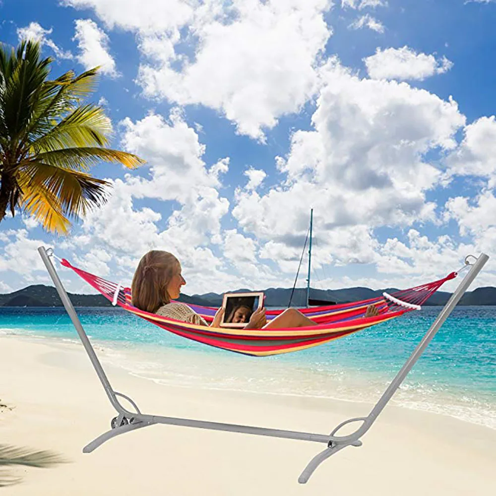 

Crease Proof Hammock Swing Bed Double People Outdoor Sleeping Boating Traveling Garden Camping Canvas Hanging Bed Swing Hanging