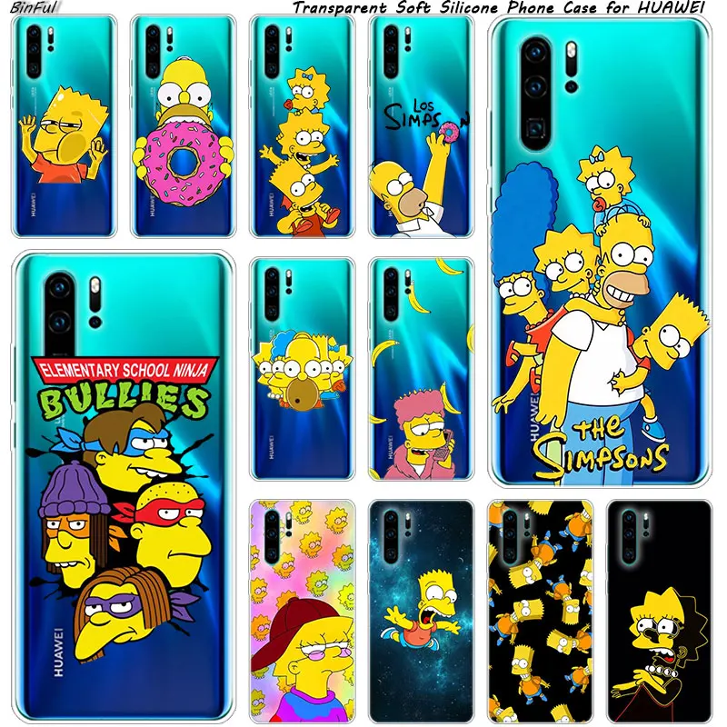 

Hot Los Simpsons Soft Silicone Phone Case for Huawei P30 P20 Pro P10 P9 P8 Lite 2017 P Smart Z Plus 2019 NOVA 3 3i Fashion Cover