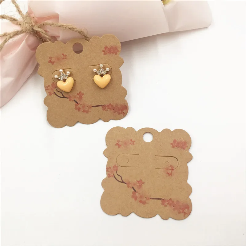 New Fashion 100Pcs/lot 5*5cm Small Paper Cards Jewelry Earrings Card Tags Cute Ear Studs Earring Display Packaging Cards