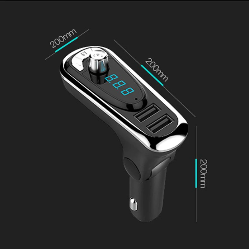 

T16 Bluetooth Car Kit Music Player FM Transmitter Modulator 2.1A Dual USB Car Charger Support U Disk/TF Card AUX-out DC 12/24V
