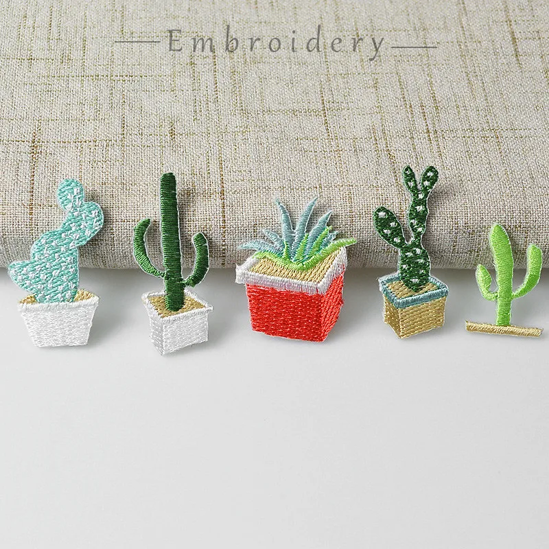 

1 PCS Embroidered succulent patch iron on patches for clothes applique stickers bag jeans clothing parch DIY accessories