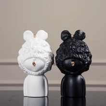 Europe resin baby sculpture Kawai White black Character Little Lori Arts and Crafts miniature figurines home
