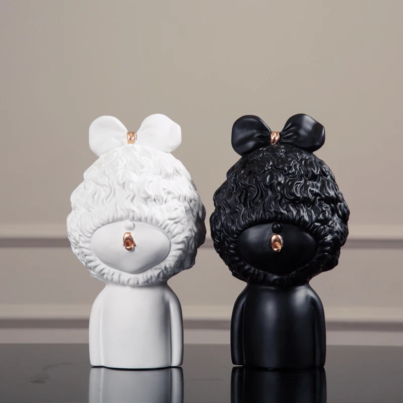 Europe resin baby sculpture font b Kawai b font White black Character Little Lori Arts and