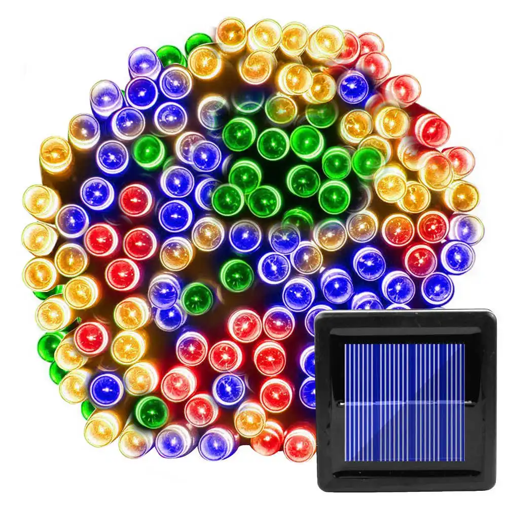 Multi Color 22 м Солнечная Рождественская гирлянда, наружная Водонепроницаемая уличная гирлянда, 200 светодиодная солнечная батарея, вечерние гирлянды для украшения дома - Испускаемый цвет: Multi Color