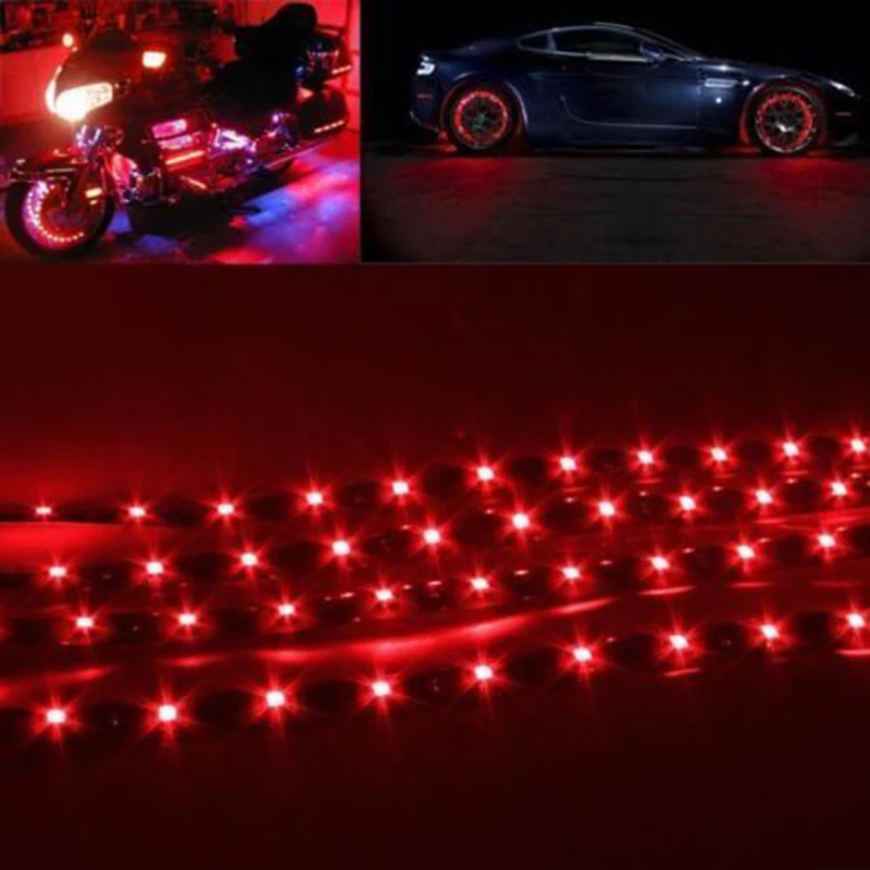 Buy Mayitr 4pcs 30cm 15 SMD LED 3528 Red Strip Light Waterproof Car Truck Motorcycle Flexible Strip Tube Light DC 12V