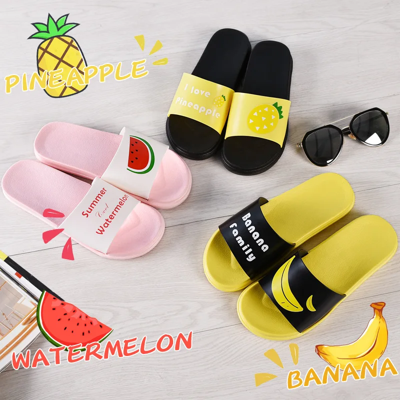 

KINE PANDA Women Slippers Flip Flops Summer Women Fruit Beach Slides Banana Lemon Sandals Casual Shoes Slip On Slippers