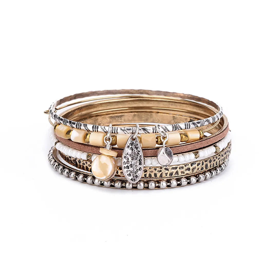

New design bracelet Fashion Simple Multi-Color Three-Layer Bracelet Metal Bracelet Female Models Jewelry Gift for women