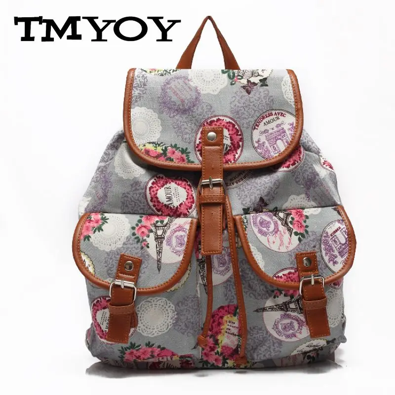 TMYOY Fashion Canvas Backpack Women Shoulder Bag Female Preppy Style