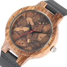 Montres à quartz pour hommes et femmes, élégantes, motif de Feuilles Mortes, cadran en bois, Vintage, fabriqué à la main, cadeau
