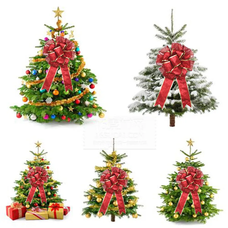 1 PC Large Christmas Bow Red and Gold Bow Bouquet Handcraft Party Decoration christmas decorations for home Tree Ornament N07 (5)