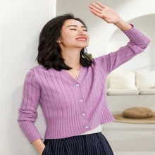 Spring summer tops for women 2019 cashmere buckle knit cardigan vertical strip monochrome wool knit fashion casual Cardigan Spring summer tops for women 2019 cashmere buckle knit cardigan vertical strip monochrome wool knit fashion casual Cardigan