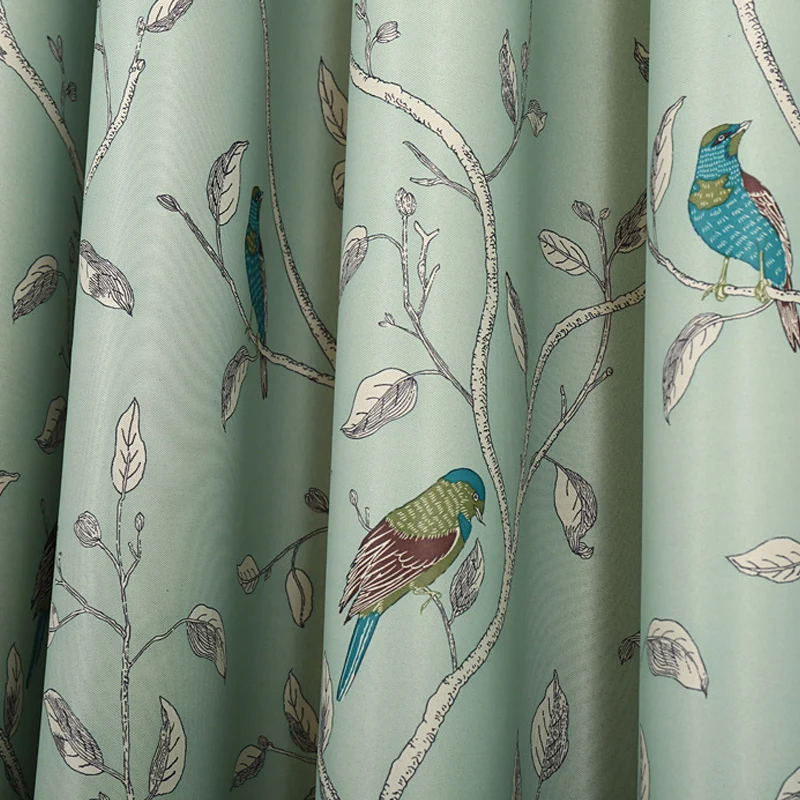 

Traditional Turquoise Birds Thermal Insulated Blackout Curtain for Living Room Bedroom Children Room Princess Baby Room, 1 Panel