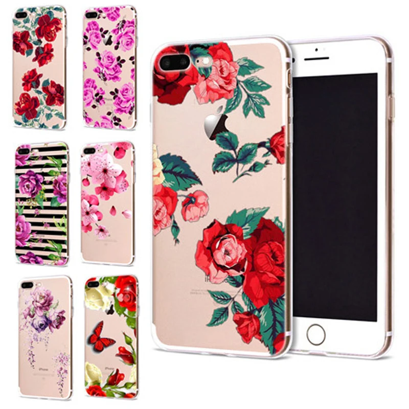 Funda For Apple iPhone 6 6S 7 Plus X 10 Flower Leaf Soft TPU Cover for Case Original Coque 8 B331 |